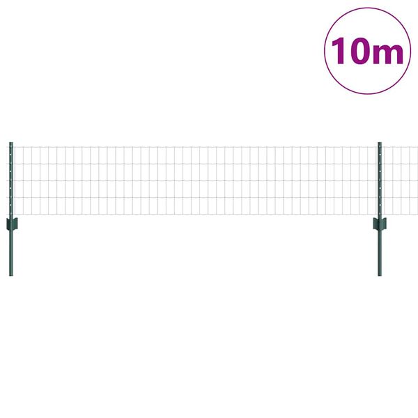 vidaXL Plot s sloupkem Zelen&aacute; 0,4 x 10 m Ocel a PVC