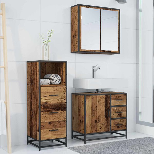 vidaXL Sada koupelnov&eacute;ho n&aacute;bytku 3 pcs Star&eacute; dřevo kompozitn&iacute; dřevo