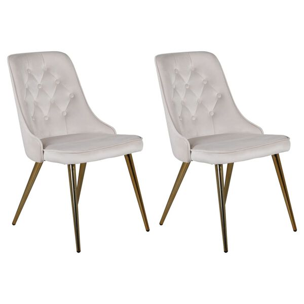 Venture Home J&iacute;deln&iacute; židle 2 ks samet Deluxe samet b&eacute;žov&eacute; a mosaz