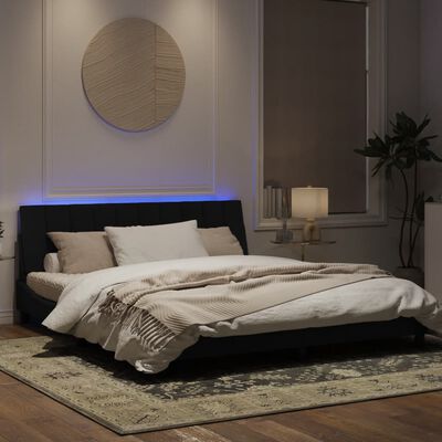 vidaXL Rám postele s LED osvětlením černý 180 x 200 cm samet