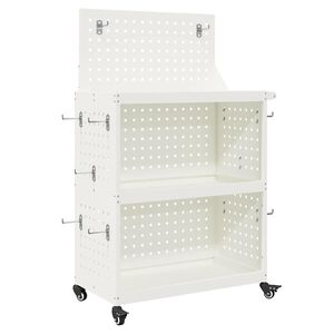 vidaXL N&aacute;strojov&yacute; voz&iacute;k B&iacute;l&aacute; 65 x 35 x 111 cm Studen&aacute; v&aacute;lcovan&aacute; ocel