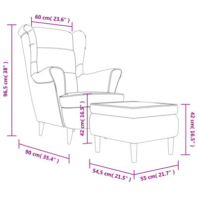 vidaXL Křeslo ušák se stoličkou krémové samet
