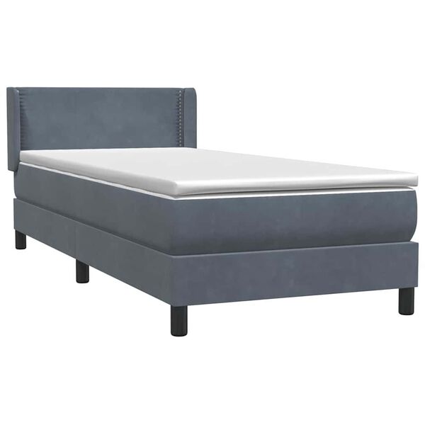 vidaXL Box spring postel s matrac&iacute; tmavě &scaron;ed&aacute; 80x220 cm samet