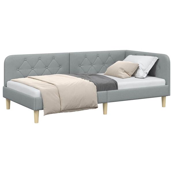 vidaXL Rohov&yacute; r&aacute;m postele s čelo Světle &scaron;ed&aacute; 100 x 200 cm textil