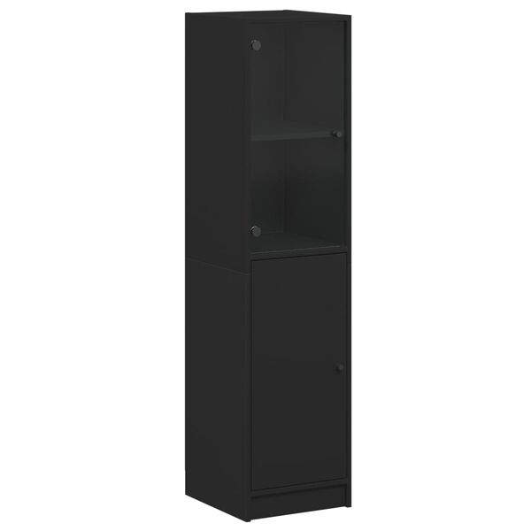 vidaXL Highboard se skleněn&yacute;mi dv&iacute;řky čern&yacute; 35 x 37 x 142 cm