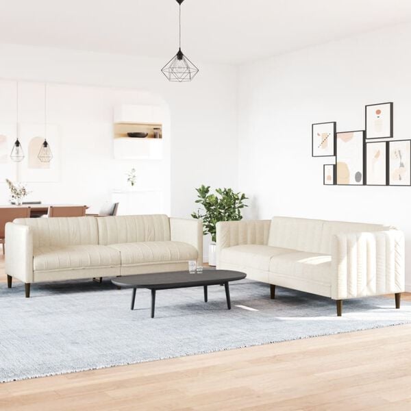 vidaXL 2d&iacute;ln&aacute; sedac&iacute; souprava kr&eacute;mov&aacute; textil