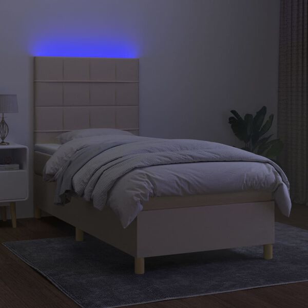 vidaXL Box spring postel s matrac&iacute; a LED kr&eacute;mov&aacute; 80 x 200 cm textil