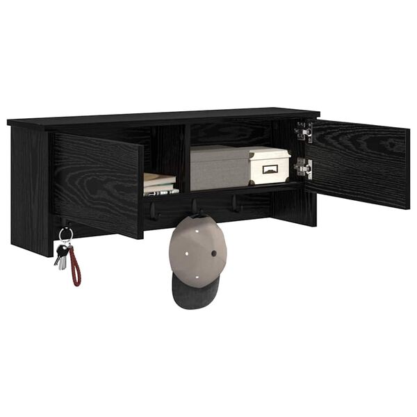 vidaXL N&aacute;stěnn&yacute; vě&scaron;&aacute;k na kab&aacute;ty s polic&iacute; Čern&yacute; dub 80 x 20 x 30 cm