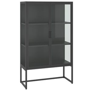 vidaXL Komoda antracitov&aacute; 80 x 35 x 135 cm ocel a tvrzen&eacute; sklo
