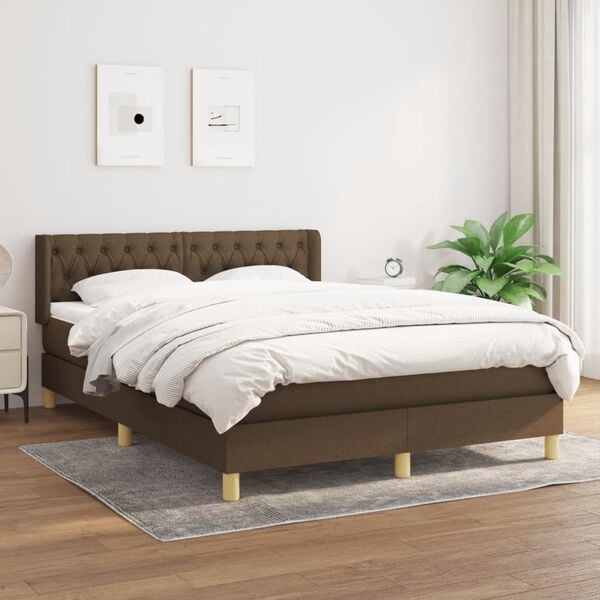 vidaXL Box spring postel s matrac&iacute; tmavě hněd&aacute; 140x190 cm textil