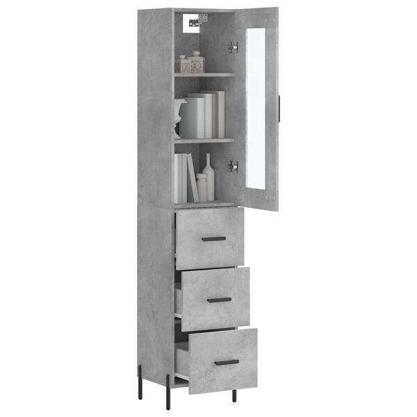 vidaXL Skř&iacute;ň highboard betonově &scaron;ed&aacute; 34,5x34x180 cm kompozitn&iacute; dřevo