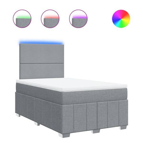 vidaXL Box spring postel s matrac&iacute; světle &scaron;ed&aacute; 120x190 cm textil