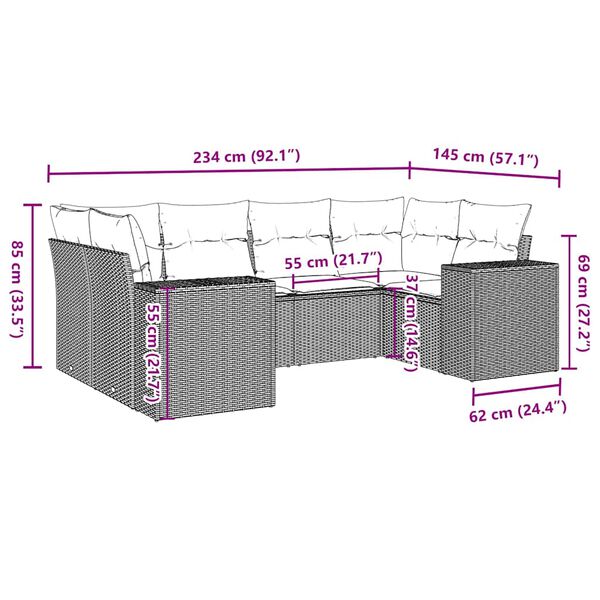 vidaXL 6dílná zahradní sedací souprava a podušky světle šedá polyratan