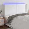 vidaXL Čelo postele s LED b&iacute;l&eacute; 163 x 16 x 118/128 cm uměl&aacute; kůže