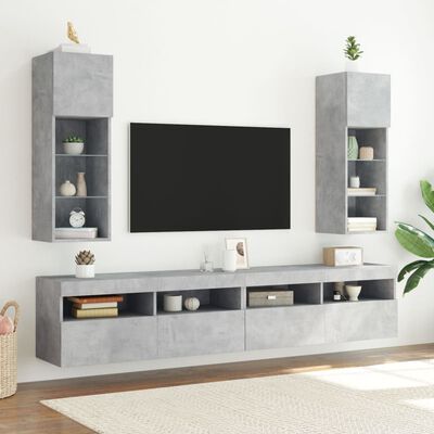 vidaXL TV skříňky s LED osvětlením 2 ks betonově šedé 30,5x30x90 cm