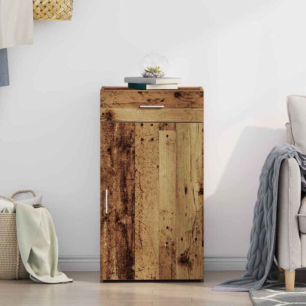 vidaXL Serv&iacute;rovac&iacute; skř&iacute;ň se z&aacute;suvkou Star&eacute; dřevo 50 x 42,5 x 93 cm