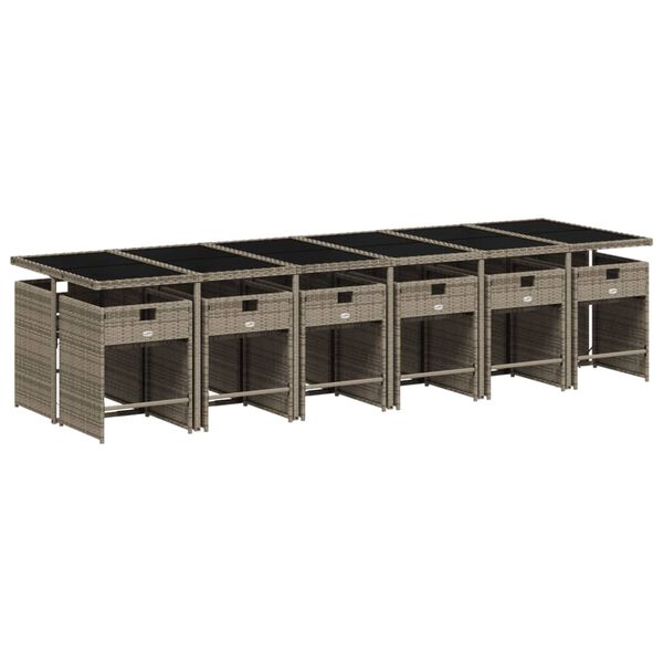 vidaXL 13d&iacute;ln&yacute; zahradn&iacute; j&iacute;deln&iacute; set s podu&scaron;kami &scaron;ed&yacute; polyratan