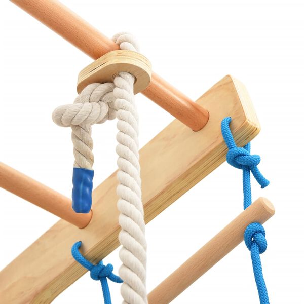 vidaXL Dom&aacute;c&iacute; prol&eacute;začka s žebř&iacute;ky a kruhy dřevo