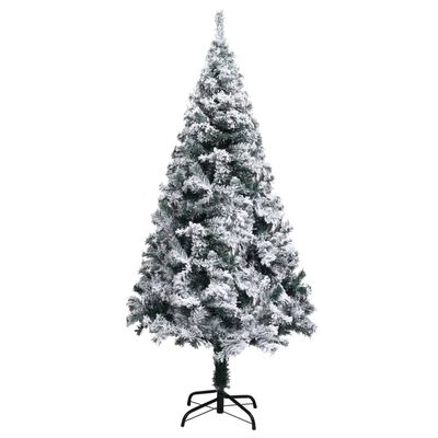 vidaXL Umělý vánoční stromek s LED osvětlením zasněžený zelený 210 cm