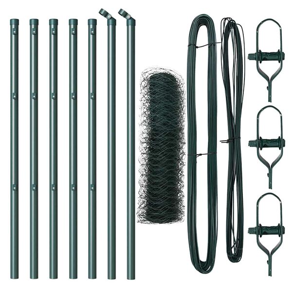 vidaXL Plotov&yacute; sloupek. Zelen&aacute; 10 x 0,8 m (50 mm s&iacute;ť) Ocel a PVC