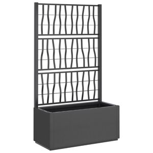 vidaXL Zahradn&iacute; truhl&iacute;k s trel&aacute;ž&iacute; tmavě &scaron;ed&yacute; 80 x 36 x 140 cm PP