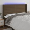 vidaXL Čelo postele s LED tmavě hněd&eacute; 203 x 16 x 118/128 cm textil