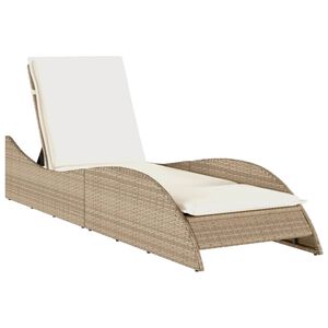 vidaXL Zahradn&iacute; leh&aacute;tko s podu&scaron;kou b&eacute;žov&eacute; 60 x 205 x 73 cm polyratan