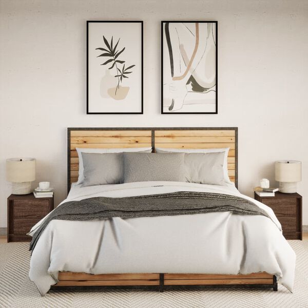 vidaXL Nočn&iacute; stolky s LED osvětlen&iacute;m 2 ks hněd&yacute; dub kompozitn&iacute; dřevo