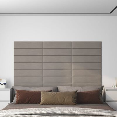 vidaXL Nástěnné panely 12 ks světle šedé 60 x 15 cm samet 1,08 m²