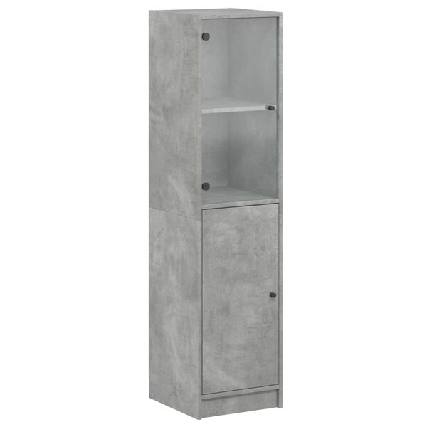 vidaXL Highboard se skleněn&yacute;mi dv&iacute;řky betonově &scaron;ed&yacute; 35 x 37 x 142 cm