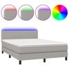 vidaXL Box spring postel s matrac&iacute; a LED světle &scaron;ed&aacute; 140x190 cm textil