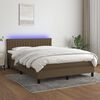 vidaXL Box spring postel s matrac&iacute; a LED tmavě hněd&aacute; 140x190 cm textil