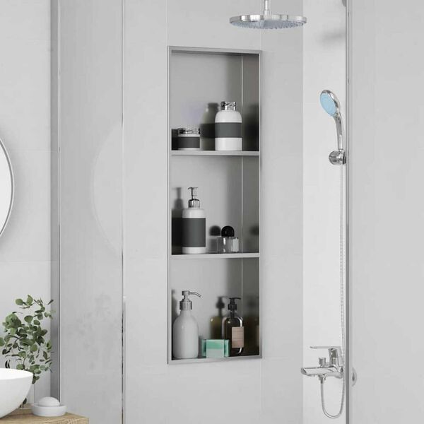 vidaXL Sprchov&yacute; nik Stř&iacute;brn&aacute; 90 x 30 x 9,5 cm Nerezov&aacute; ocel