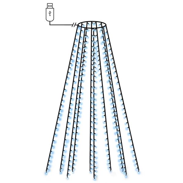 vidaXL Světeln&aacute; s&iacute;ť na v&aacute;nočn&iacute; stromek 250 modr&yacute;ch LED diod 250 cm