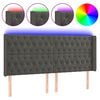 vidaXL Čelo postele s LED tmavě &scaron;ed&eacute; 183 x 16 x 118/128 cm samet