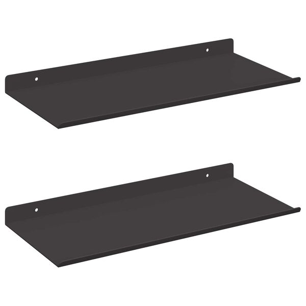 vidaXL Plovouc&iacute; police N&aacute;stěnn&yacute; 2 pcs Čern&yacute; 40 x 17,5 x 2,5 cm Ocel