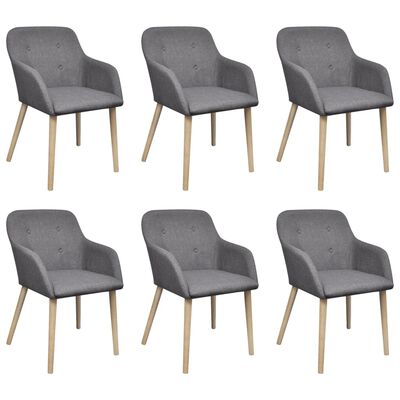 vidaXL Jídelní židle 6 ks světle šedé textil a masivní dubové dřevo