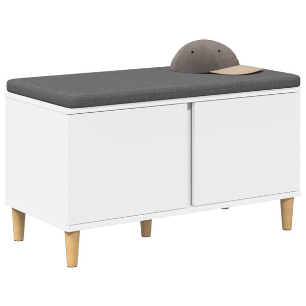 vidaXL Chodbičkov&aacute; lavice s pol&scaron;t&aacute;řem s &uacute;loži&scaron;těm B&iacute;l&aacute; 60 x 38 x 46 cm