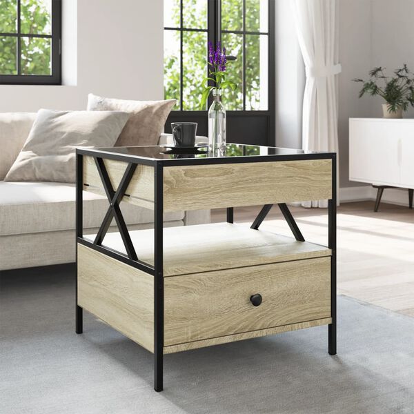 vidaXL Konferenčn&iacute; stolek s Infinity LED dub sonoma 50 x 50 x 51 cm