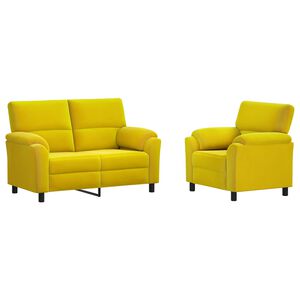 vidaXL Set pohovek 2 pcs Žlut&aacute; Samet