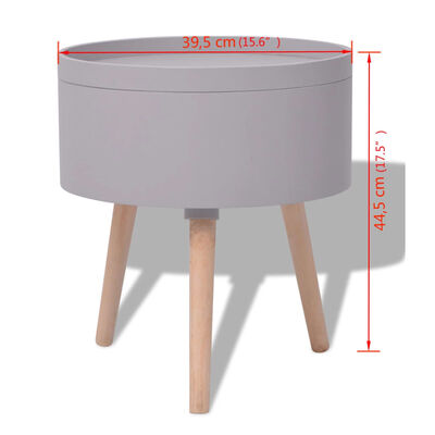 vidaXL Odkládací stolek se servírovacím podnosem kulatý 39,5x44,5 cm šedý