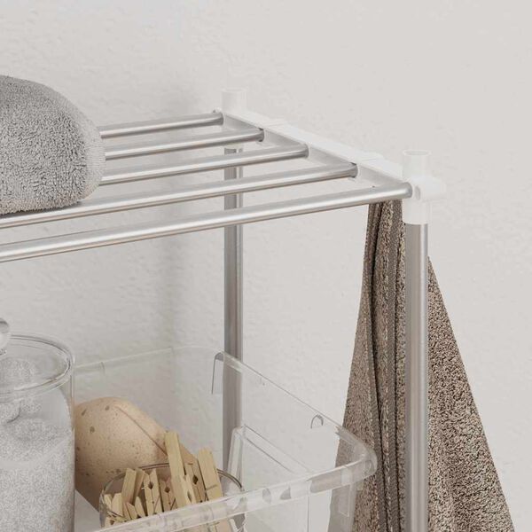 vidaXL Police na pračku s &uacute;loži&scaron;těm B&iacute;l&aacute; 70 x 27 x 136 cm Hlin&iacute;k