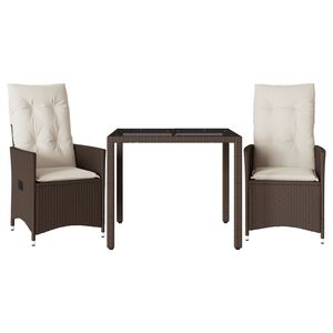 vidaXL 3d&iacute;ln&yacute; bistro set s podu&scaron;kami hněd&yacute; polyratan