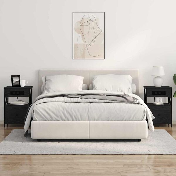 vidaXL Nočn&iacute; skř&iacute;ňka Čern&yacute; dub 40 x 31 x 60 cm kompozitn&iacute; dřevo