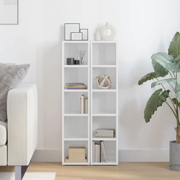 vidaXL Skř&iacute;ňky na CD 2 ks b&iacute;l&eacute; vysok&yacute; lesk 21x16x93,5 cm dřevotř&iacute;ska