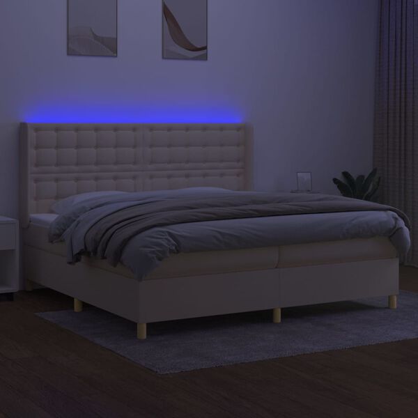 vidaXL Box spring postel s matrac&iacute; a LED kr&eacute;mov&aacute; 200x200 cm textil