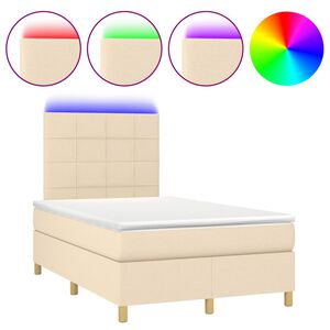 vidaXL Box spring postel s matrac&iacute; a LED kr&eacute;mov&aacute; 120x190 cm textil