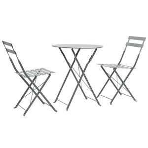 vidaXL 3d&iacute;ln&yacute; bistro set ocelov&yacute; čern&yacute;