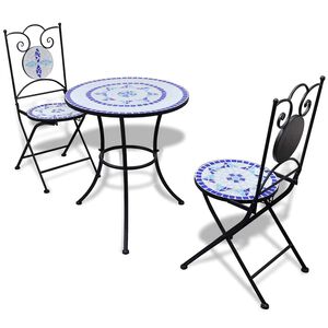 vidaXL 3d&iacute;ln&yacute; bistro set mozaikov&yacute; keramick&yacute; modro-b&iacute;l&yacute;