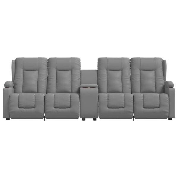 vidaXL 4místné masážní polohovací křeslo s držáky nápojů šedé koženka